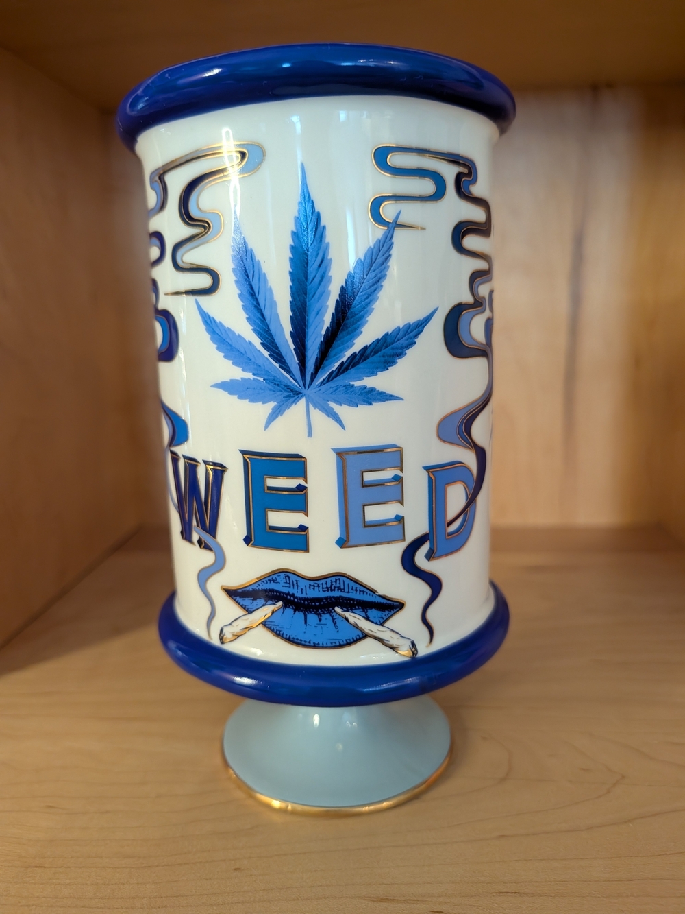 WEED Blue Ceramic Decorative Jar by
